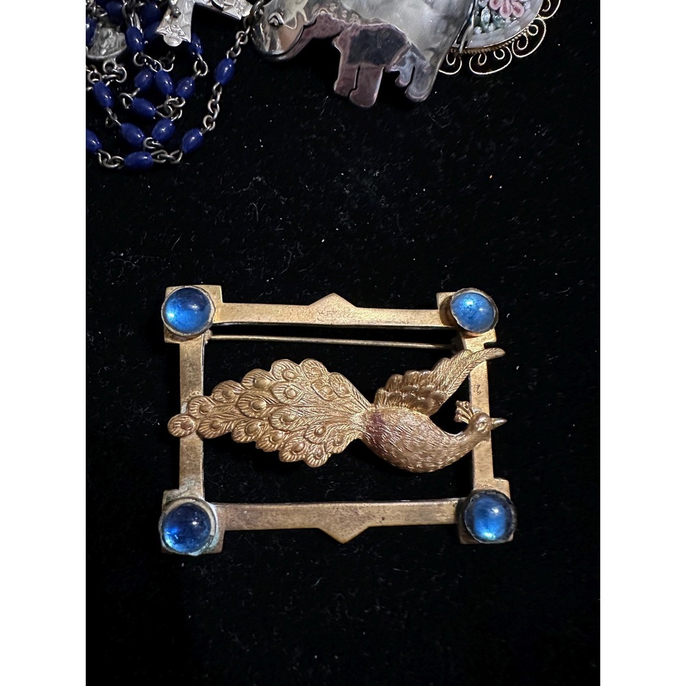 Antique Art Deco Peacock Bird Brooch - Picture 4 of 4